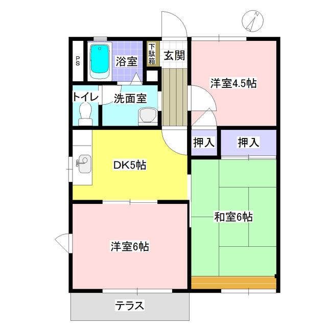 サニーホームズ根岸 B(3DK/1階)の間取り写真