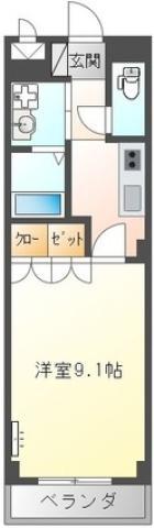 ルミナスハイム羽浦II(1K/2階)の間取り写真