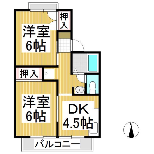 セジュール塚田B(2K/2階)の間取り写真