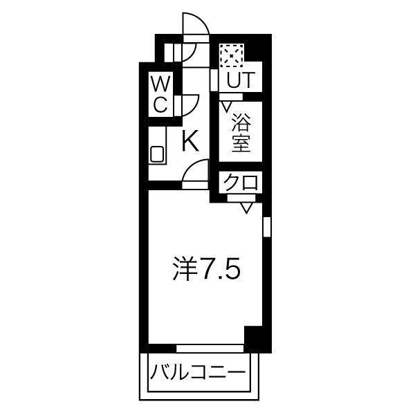 エスポワール亀島(1K/4階)の間取り写真