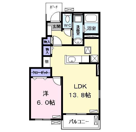 グラス ド フジ I(1LDK/1階)の間取り写真