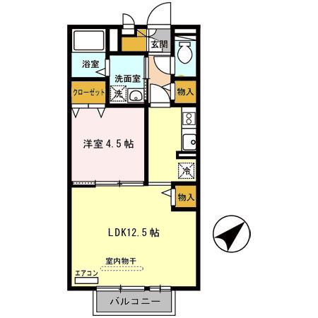 ファミール佐々木(1LDK/2階)の間取り写真