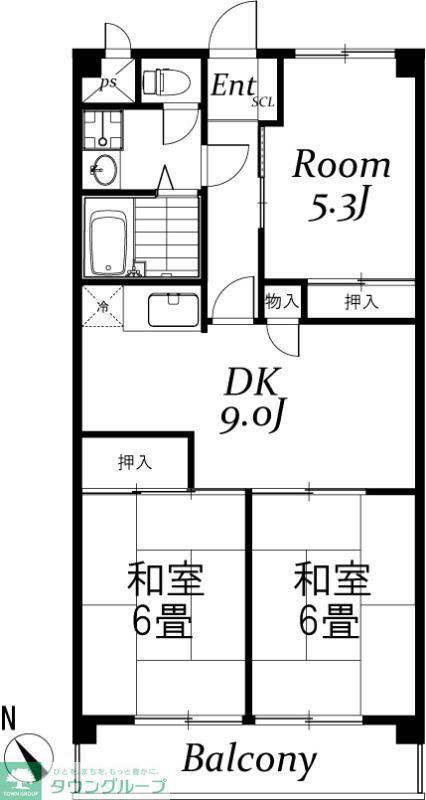 サンライズマンションB棟(3DK/2階)の間取り写真