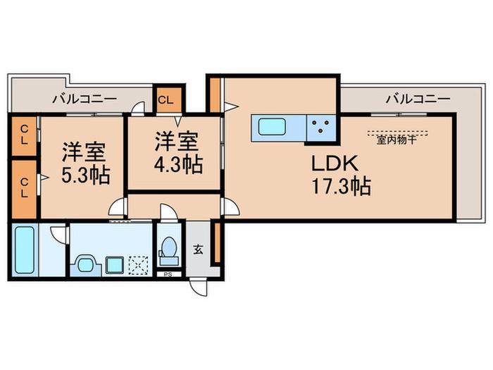 REVE(2LDK/2階)の間取り写真