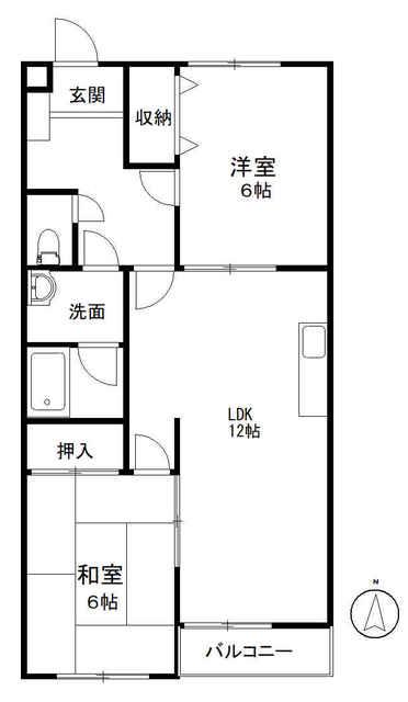ガーデンパレスII(2LDK/2階)の間取り写真