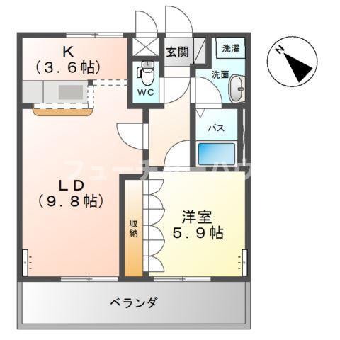 ルインズヒル(1LDK/2階)の間取り写真