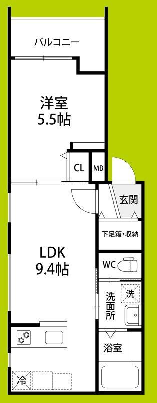 シェリル城北公園(1LDK/3階)の間取り写真