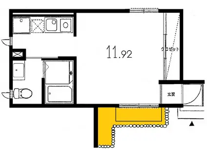 グランコートあけぼの(ワンルーム/1階)の間取り写真