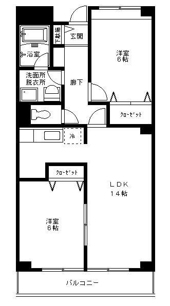 コーポ秋山8(2LDK/2階)の間取り写真