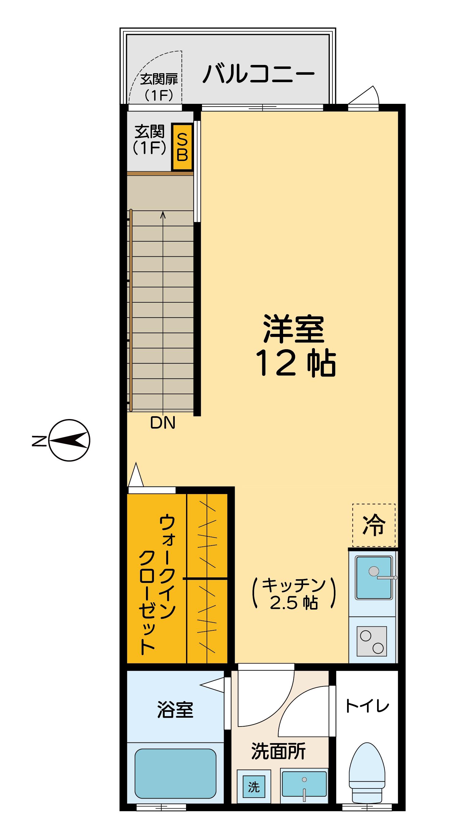 オウテイカン(ワンルーム/2階)の間取り写真