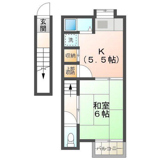平成ハイツ(1DK/1階)の間取り写真