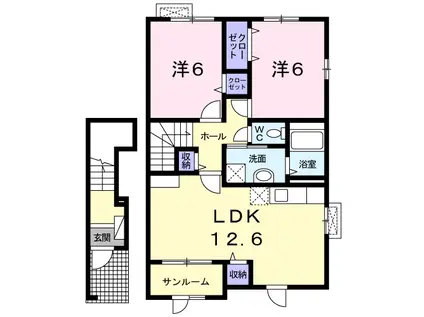 シャルマン(2LDK/2階)の間取り写真