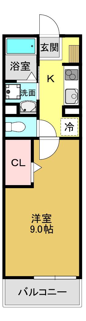 コモドビラNII(1K/2階)の間取り写真