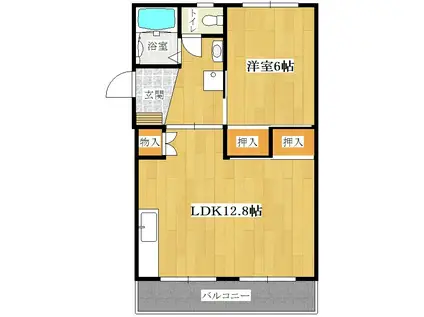 第一関ビル(1LDK/4階)の間取り写真