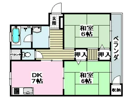 奈良コーポ(2DK/2階)の間取り写真