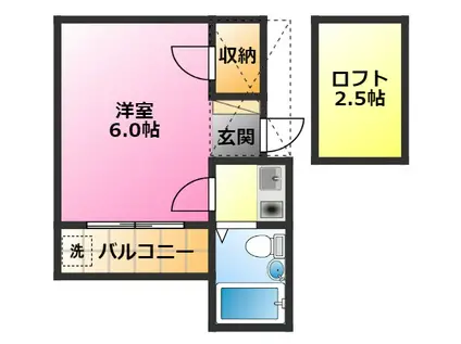 クレア白楽(1K/2階)の間取り写真