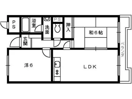 高師浜シーサイドマンションⅡ(2LDK/3階)の間取り写真