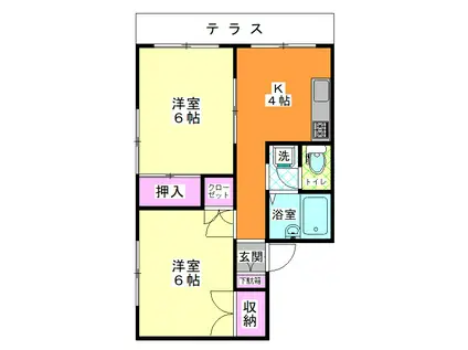 マンションアイリス(2K/2階)の間取り写真