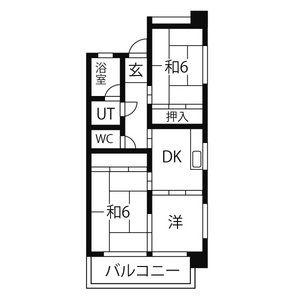 コーポ香流橋(3DK/4階)の間取り写真
