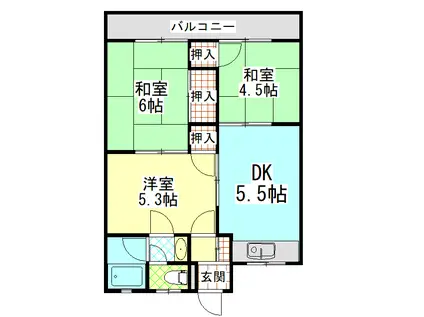 メゾンモンシャトー(3DK/3階)の間取り写真