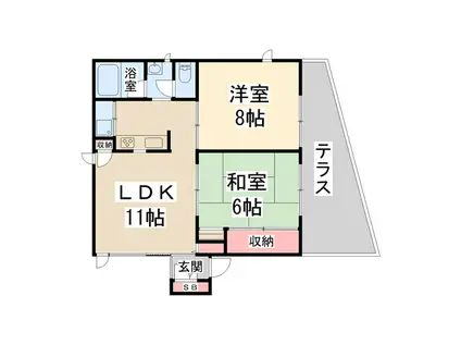 VALLEY INN HANAYASHIKI(2LDK/2階)の間取り写真