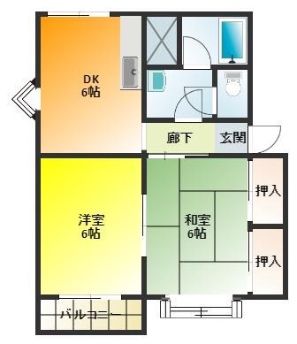 ベルトゥリーI(2DK/3階)の間取り写真