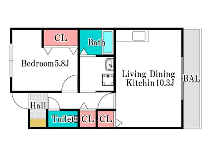 PRESENCE今 (1LDK/2階)の間取り写真