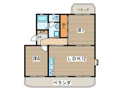 LARK HILL(2LDK/1階)の間取り写真