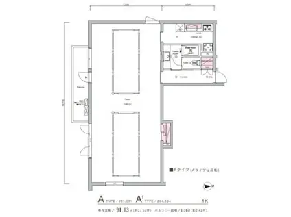 シーラテラス鎌倉(1K/3階)の間取り写真