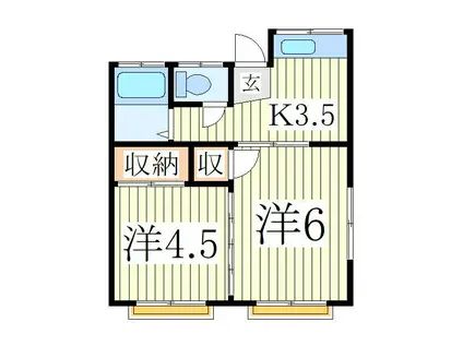 小美弥荘(2K/2階)の間取り写真