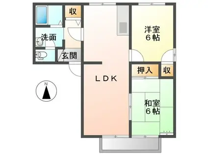 フレグランス前田 A棟(2LDK/2階)の間取り写真