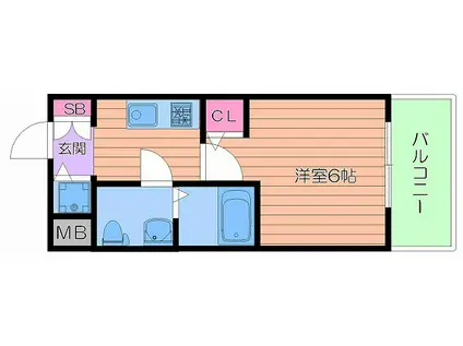 クレアート大阪トゥールビヨン(1K/3階)の間取り写真