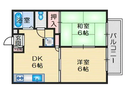 芥川シティハイツ(2DK/2階)の間取り写真