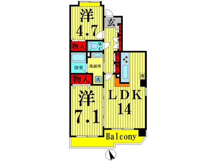 ベルドミール弐番館(3LDK/1階)の間取り写真