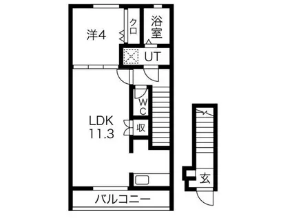 カプラン飾磨II(1LDK/2階)の間取り写真