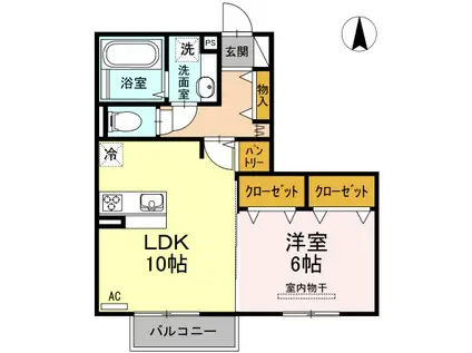 ロイジェントパークス広野 A(1LDK/2階)の間取り写真