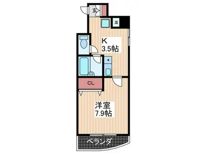 パラッツオ福本(1K/3階)の間取り写真