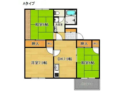 タウニィー高松A・B・C棟(3DK/2階)の間取り写真