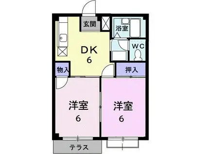 桜ハイツ(2DK/1階)の間取り写真