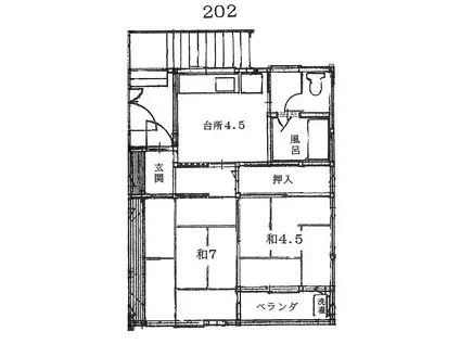 コーポコシハラ(2DK/2階)の間取り写真