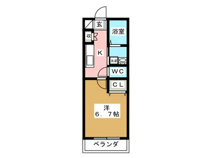 ＪＲ横浜線 小机駅 徒歩2分 2階建 築9年(1K/2階)の間取り写真
