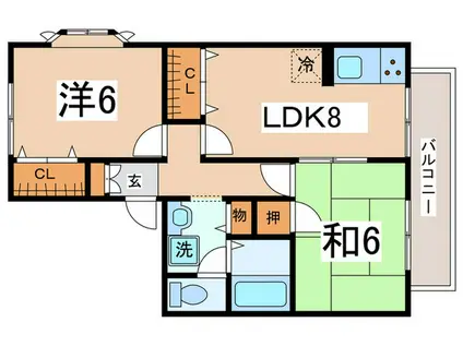 イースト コート(2LDK/2階)の間取り写真