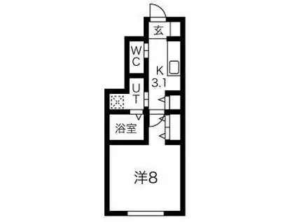 シンシア北上(1K/1階)の間取り写真