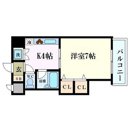ベルレージュ二葉の里(1K/8階)の間取り写真