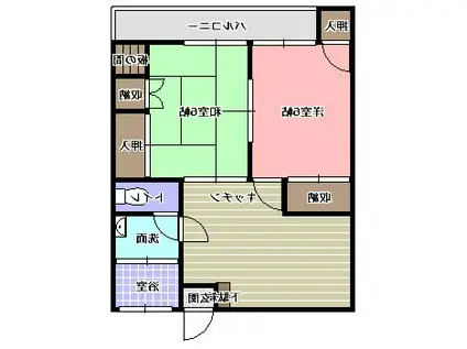 サニーヒルズ(2DK/2階)の間取り写真