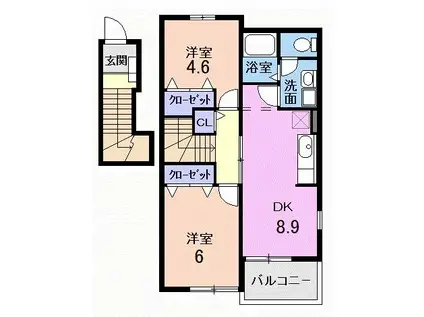 カーサカリエンテ(2DK/2階)の間取り写真