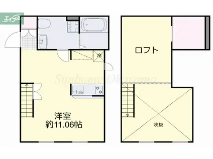 プリマガーデン岡山 壱番館(ワンルーム/1階)の間取り写真