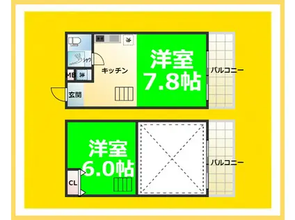 ZEQUE難波西(ワンルーム/8階)の間取り写真