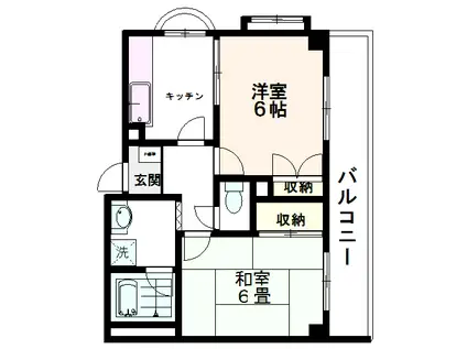 第六橘ハイツ(2K/4階)の間取り写真