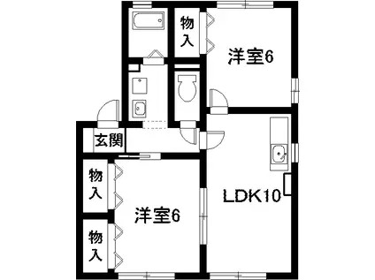 オーチャードタウンC棟(2LDK/1階)の間取り写真
